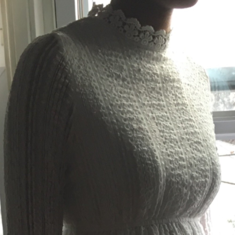Modest knee length , 3/4 sleeve lace dress